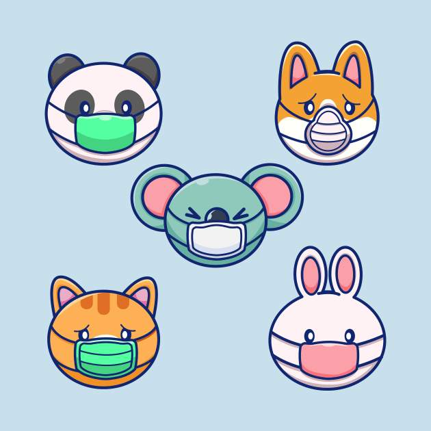 Cute Animals Wearing Mask Cartoon by Catalyst Labs