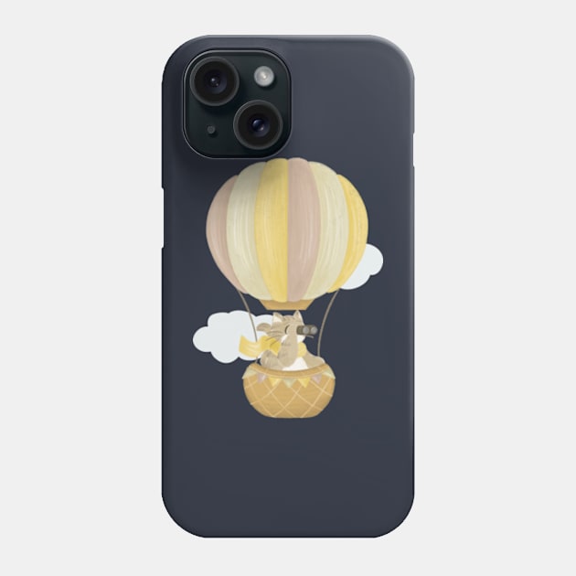 Cat in a hot air balloon Phone Case by AbbyCatAtelier