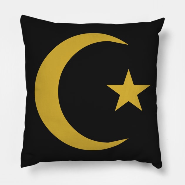 Star and Crescent (GOLD) Pillow by omardakhane