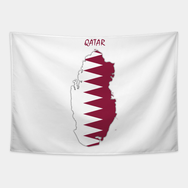 Qatar Map With National Flag Qatar Flag Inside Map Of Qatar Qatar Flag Map Tapestry Teepublic