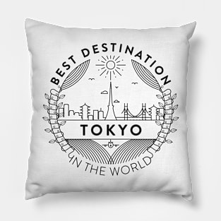 Tokyo Minimal Badge Design Pillow