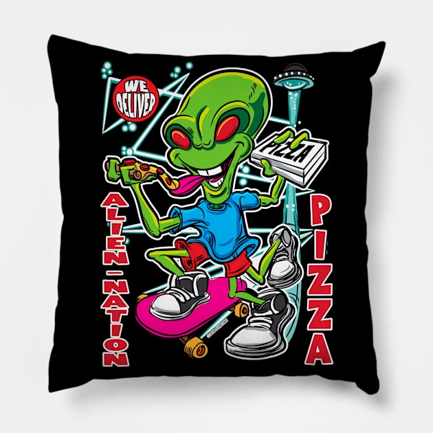 Alien-Nation Pizza Pillow by eShirtLabs