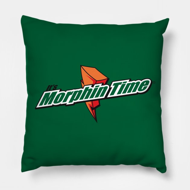 90's Retro Superhero TV Team Morphin' Time Quote Logo Parody Pillow by BoggsNicolas