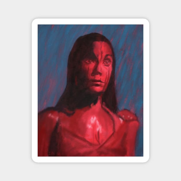 Carrie Horror Art Digital Portrait Magnet by ianoz