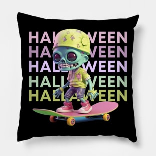 skeleton man skateboarding Pillow