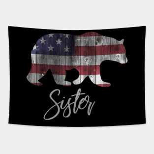 Sister Bear 4th of july flag american Tapestry