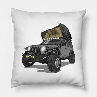 Jeep Wrangler Camp Time - Jeep Grey Pillow