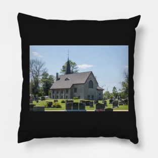 Small town church with cemetery Pillow