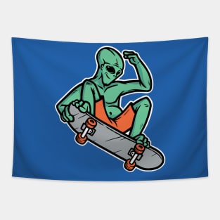 Skater Martian Alien // Funny Skateboarding Alien Tapestry