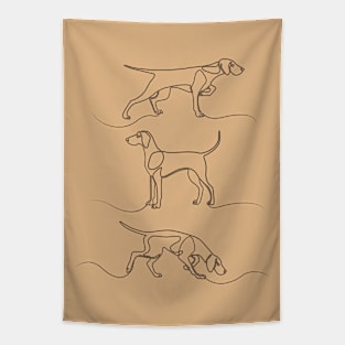 Continuous Line Weimaraners (Camel Background) Tapestry