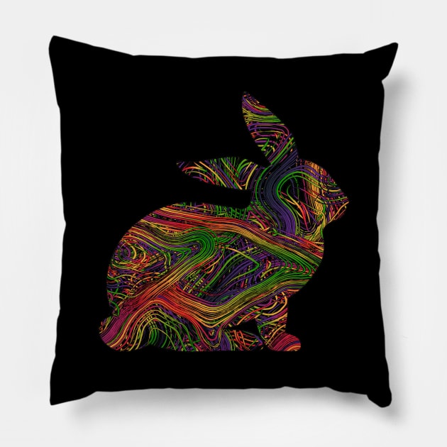 Rabbit Lovers Vibrant Artists String Illustration Pillow by grendelfly73