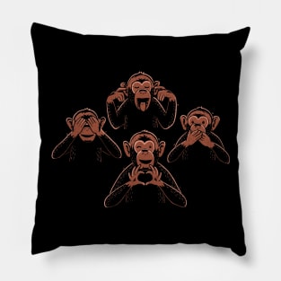 Three Wise Monkey And One Lover Pillow