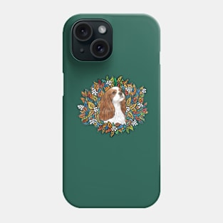 Blenheim Cavalier  King Charles Spaneil in an Autuum Garden (Portrait) Phone Case