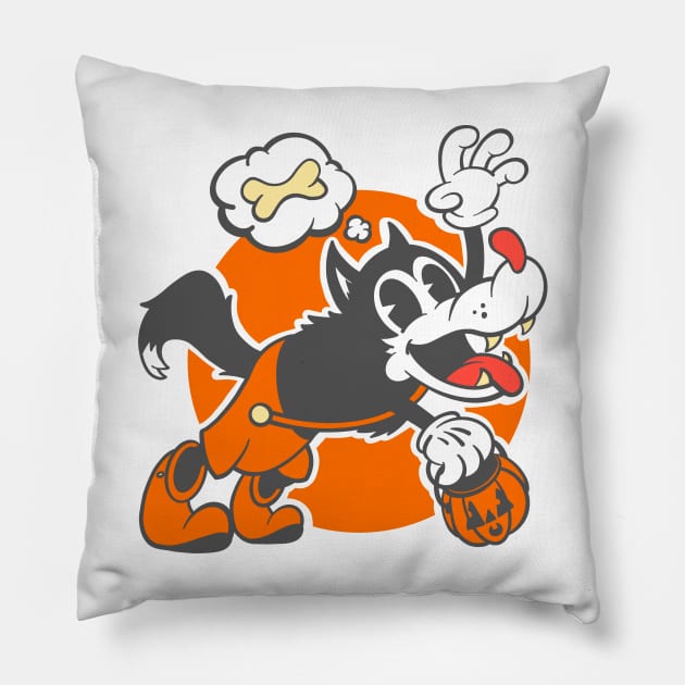 Classic Trick or Treating Werewolf Pillow by Chris Nixt