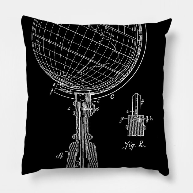 Geographical Globe Vintage Patent Hand Drawing Pillow by TheYoungDesigns
