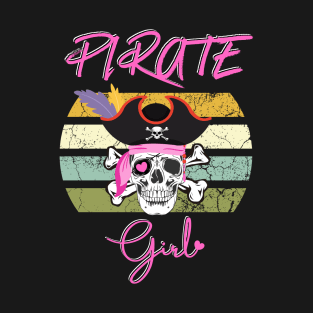 Cute Pirate Girl Skull Girl Halloween Costume Pirate Crew T-Shirt