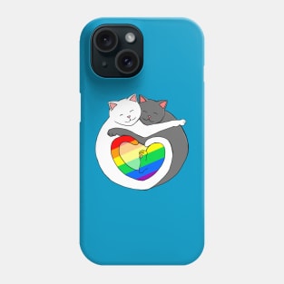 Rainbow Heart Pride Cats cute kittens LGBTQIA Phone Case