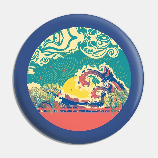 Sunset over sea retro design Pin by AnnArtshock