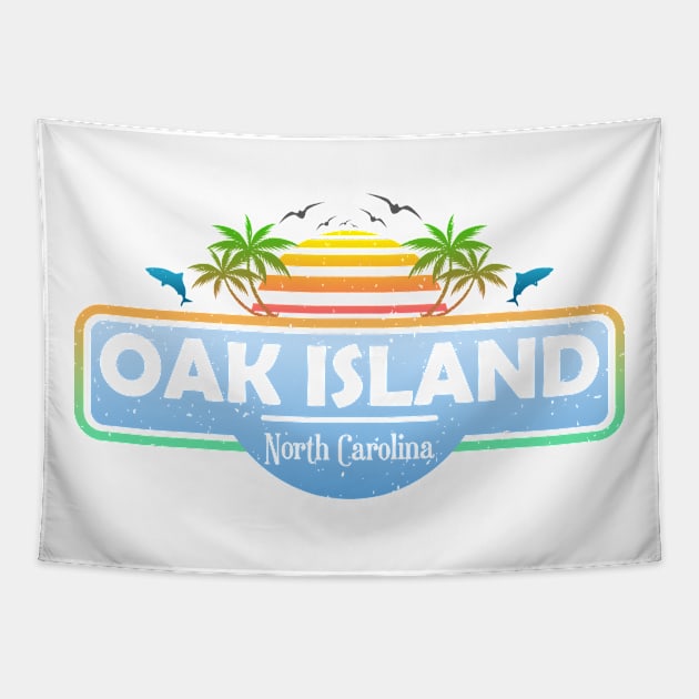 Oak Island Beach North Carolina, Palm Trees Sunset Summer Tapestry by Jahmar Anderson