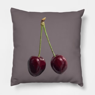Cherries on dark background Pillow