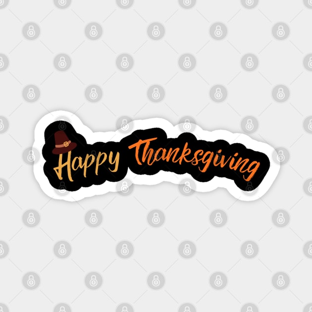 Happy Thanksgiving - Simple Fall Pilgrim Hat Holiday Magnet by Creatifly Graphic Tees