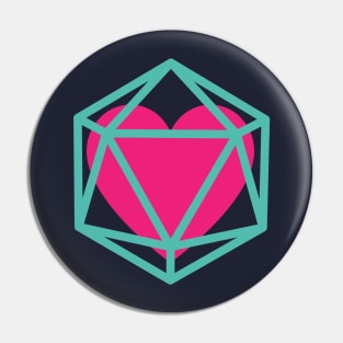 D20 Heart Pin