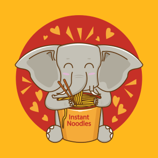 African Bush Elephant eating noodles, African Forest Elephant, elephant life, elephant wildlife, cute animal friendly, elephant for kids, nursery elephant T-Shirt