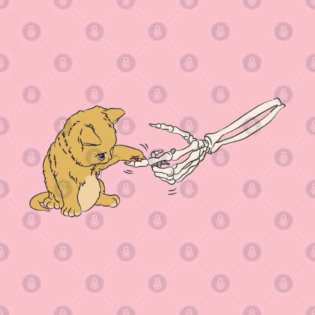 Cat playing with a skeleton by ahstud 