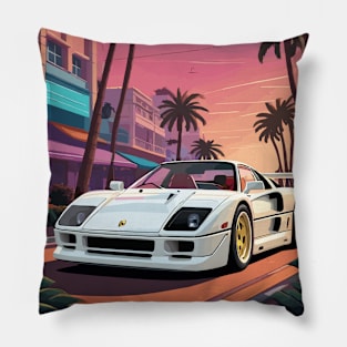 Italian White F40 Classic Car Poster Pillow