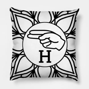 Letter H - ASL Langue des signes américaine Pillow