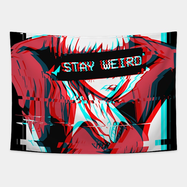 Stay Weird Anime Girl Vaporwave Aesthetic Otaku Tapestry by Alex21