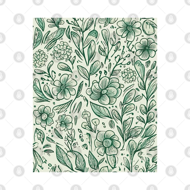 Floral Pattern Hand Drawn Sketch: Hand-Drawn Blossom Art by FLRW