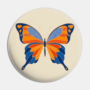 Big Beautiful Blue and Orange Butterfly Pin