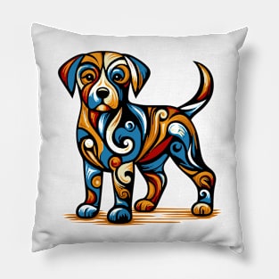 Pop art dog illustration. cubism illustration of a dog Pillow