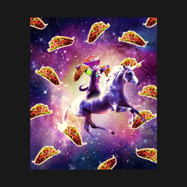 Rave Space Cat On Unicorn - Taco by Random Galaxy