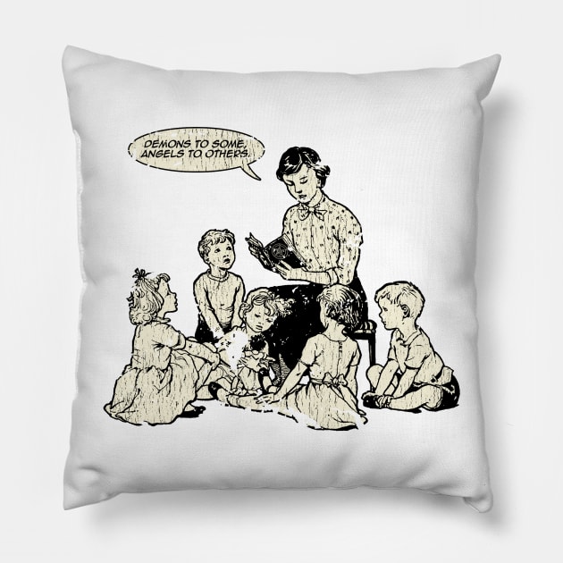 Angels and Demons - Vintage Pillow by JCD666