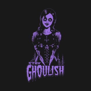 Goth dead girl, Stay Ghoulish! (purple version) T-Shirt