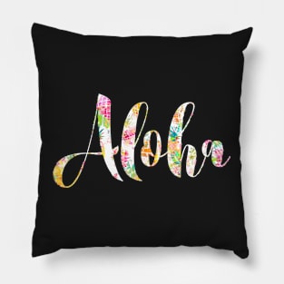 Aloha Typography Pineapple Collage Pillow