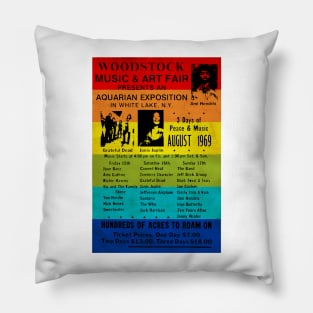 Woodstock 1969 Rainbow Poster Pillow