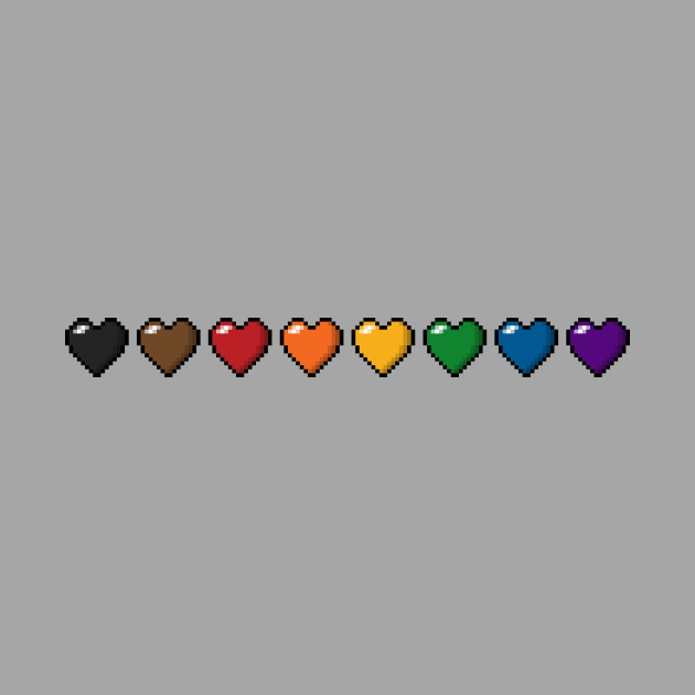 Inclusive Rainbow Pixel Hearts by LiveLoudGraphics