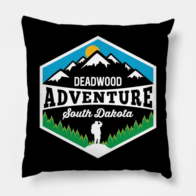 Deadwood Adventure South Dakota Hiking Wilderness Pillow by SouthDakotaGifts