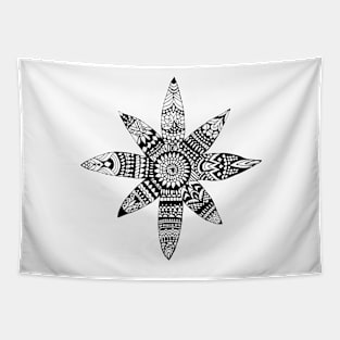 Star Mandala - black and white Tapestry