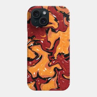 Fiery camouflage pattern, abstract liquid marble art Phone Case