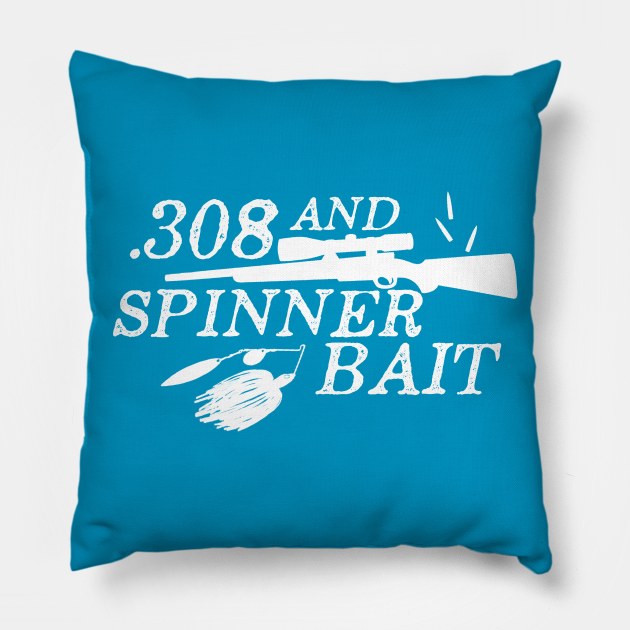 308 and Spinner Bait, Hunting and Fishing Pillow by MelissaJoyCreative