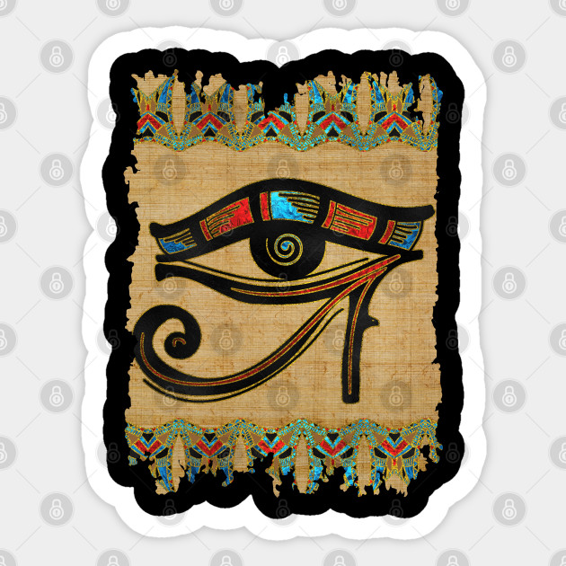 Egyptian Eye Of Horus Ornament On Papyrus Eye Of Horus Sticker