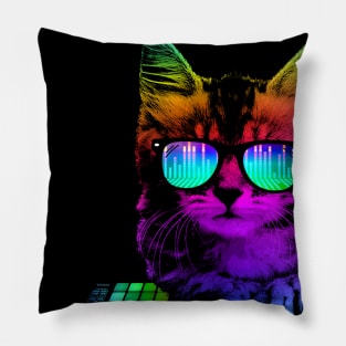 Rainbow Dj cat Pillow