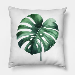 Monstera Deliciosa Watercolor Painting Pillow