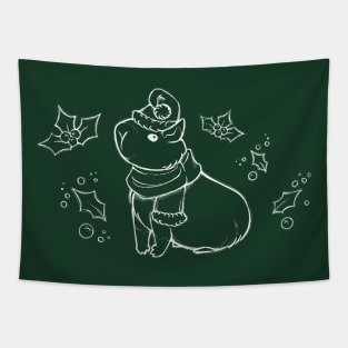 Christmas Capybara [White Lines] Tapestry