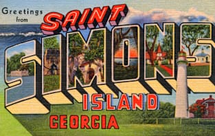 Greetings from Saint Simons Island, Georgia - Vintage Large Letter Postcard Magnet