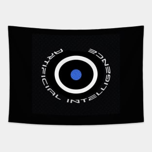 Artifcial Intelligence AI Cool Blue Pill Logo Tapestry